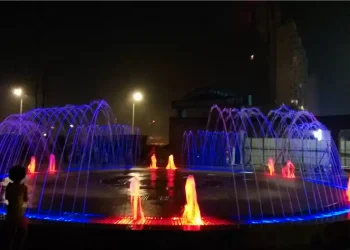 Changsha Airport Highway Entrance Musical Water Fountain Project, China-Square Dry Fountain نافورة جافة مربعة