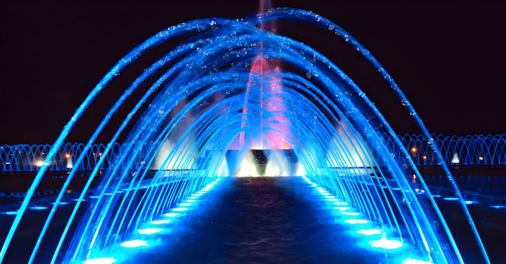 مشروع إنشاء نافورة موسيقية في طاجيكستان 3 music fountain project