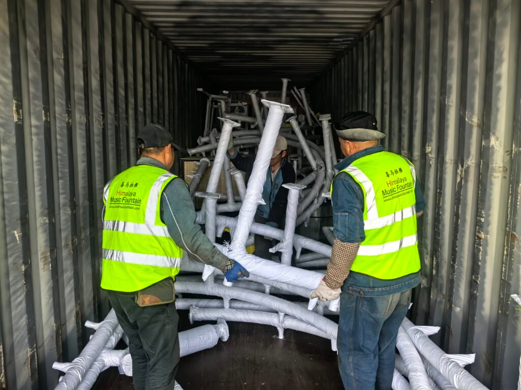 Musical fountain equipment loading for India shipment